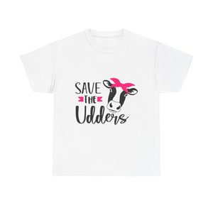 cancer awareness Save the Udders Unisex Heavy Cotton Tee, Fun Cow Tee,  Animal Lover Gift, Casual Tee, Eco-Friendly Apparel