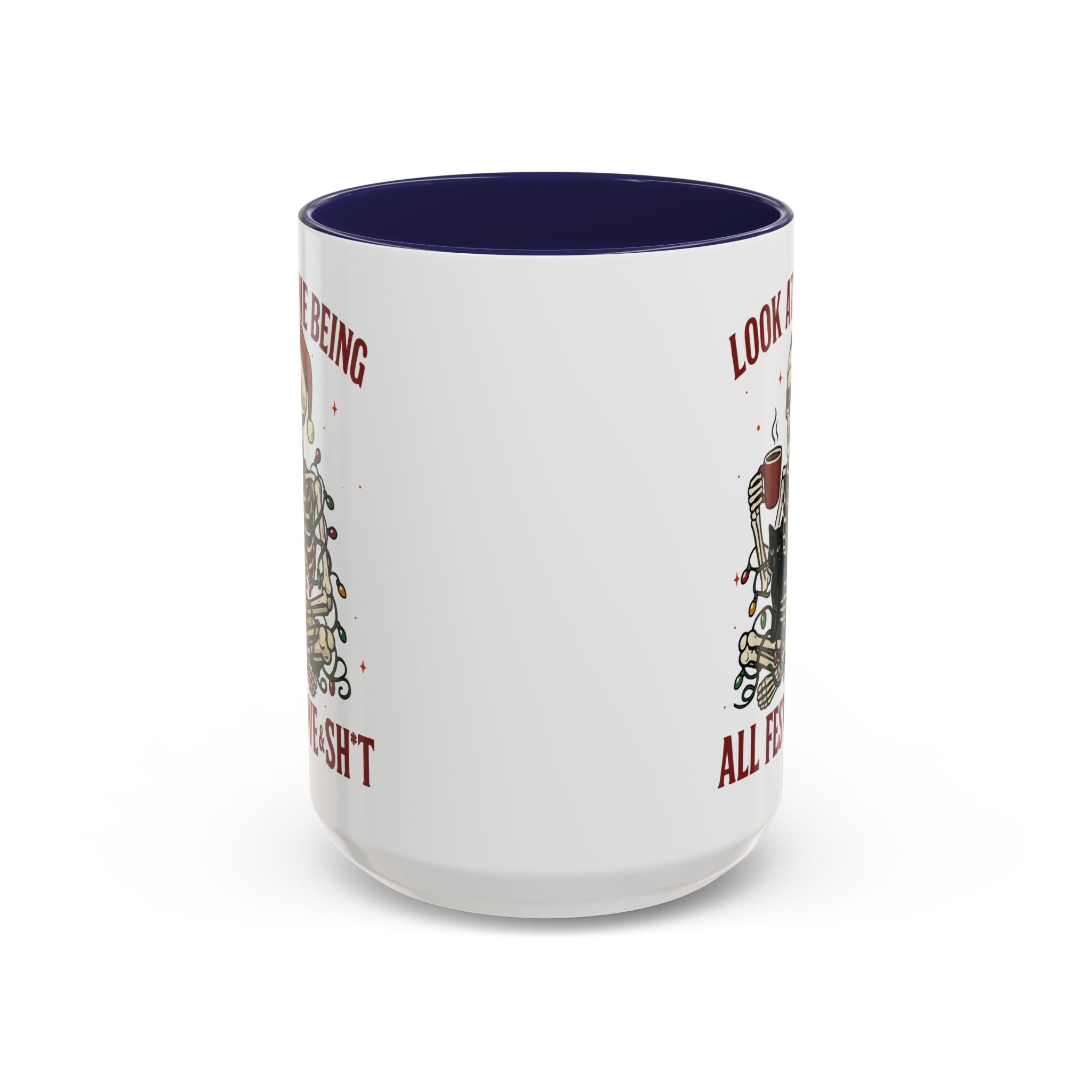 Festive Skeleton Christmas cheer winter Coffee Mug funny adult humor cup