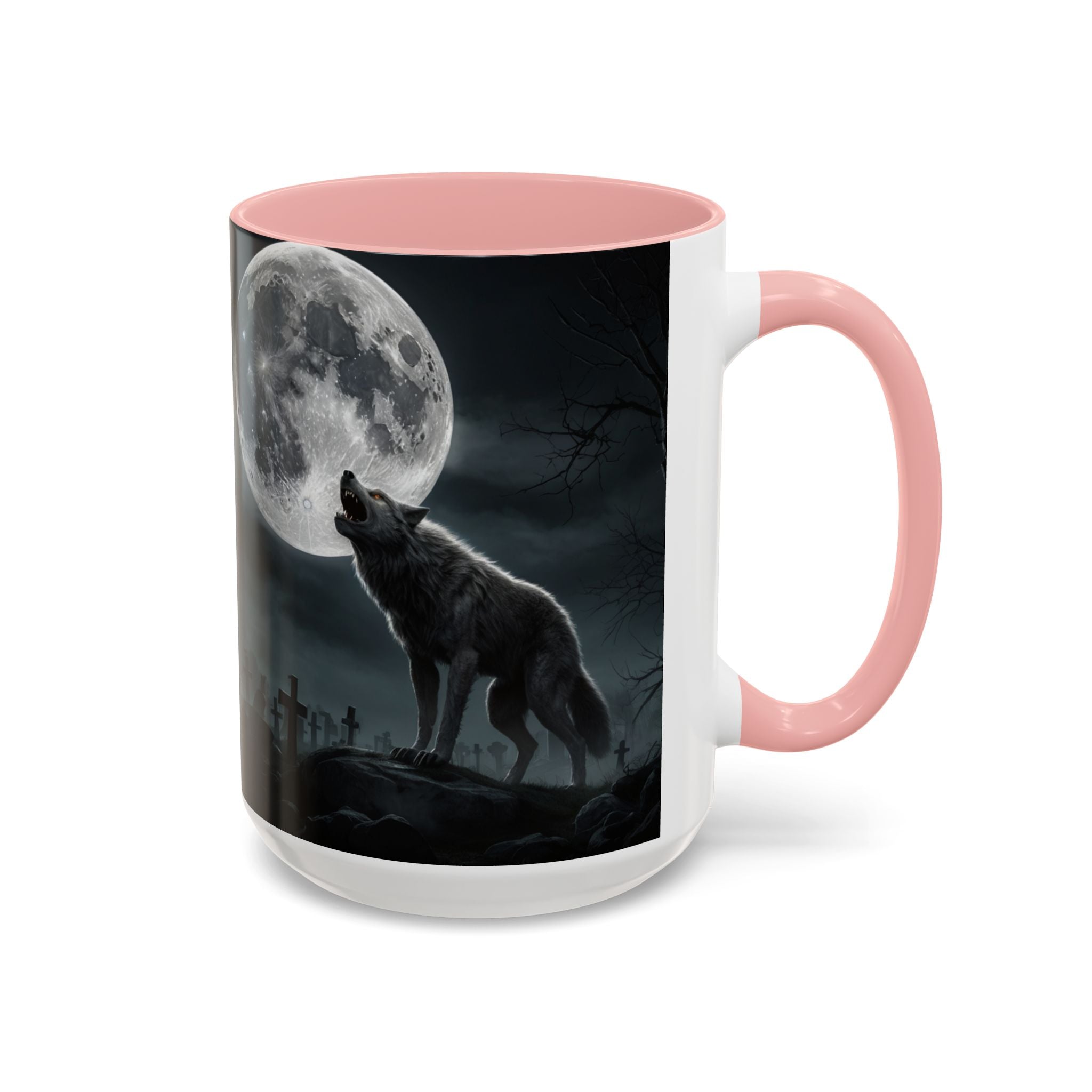 Howling Wolf Moon Coffee Mug – Gothic Graveyard Accent Mug (11/15oz) fantasy