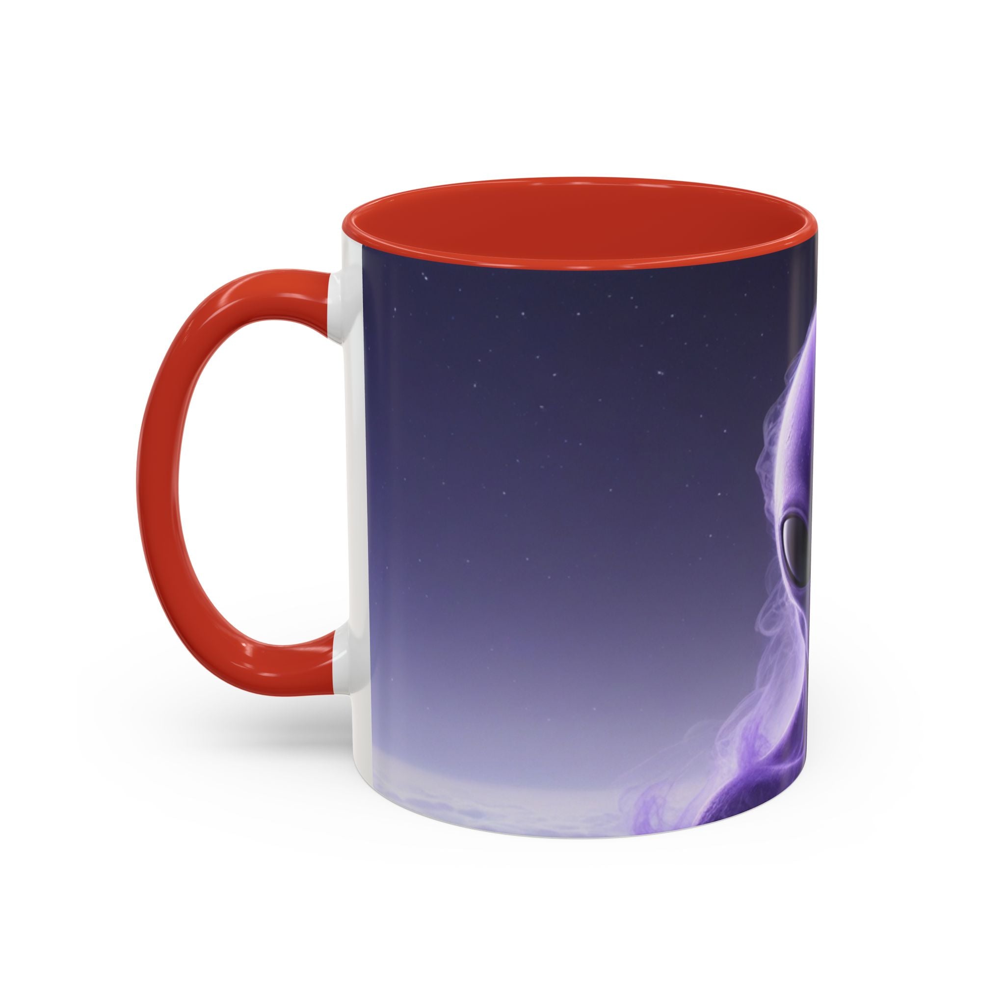 Alien Portrait Accent Coffee Mug — Purple Cosmic Extraterrestrial Art (11/15oz)