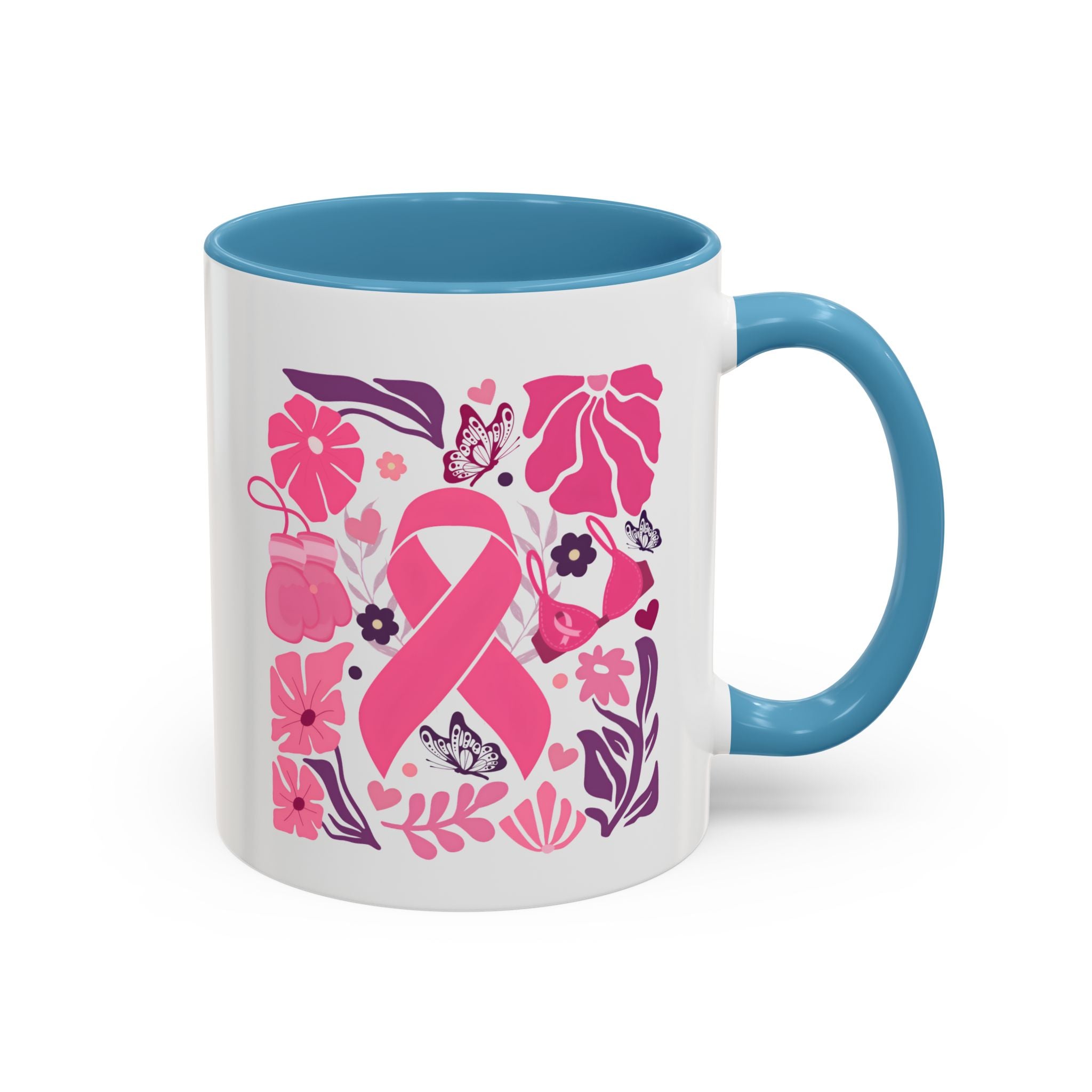 Pink Floral Awareness Coffee Mug, Breast Cancer Awareness Mug, Gift for Her, Supportive Drinkware, Motivational Mug