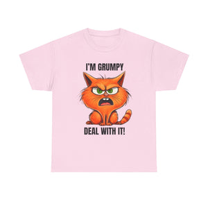 Grumpy Cat Tee: Unisex Heavy Cotton Shirt, Funny Cat Lovers Gift, Casual Wear, Birthday, Humor Apparel