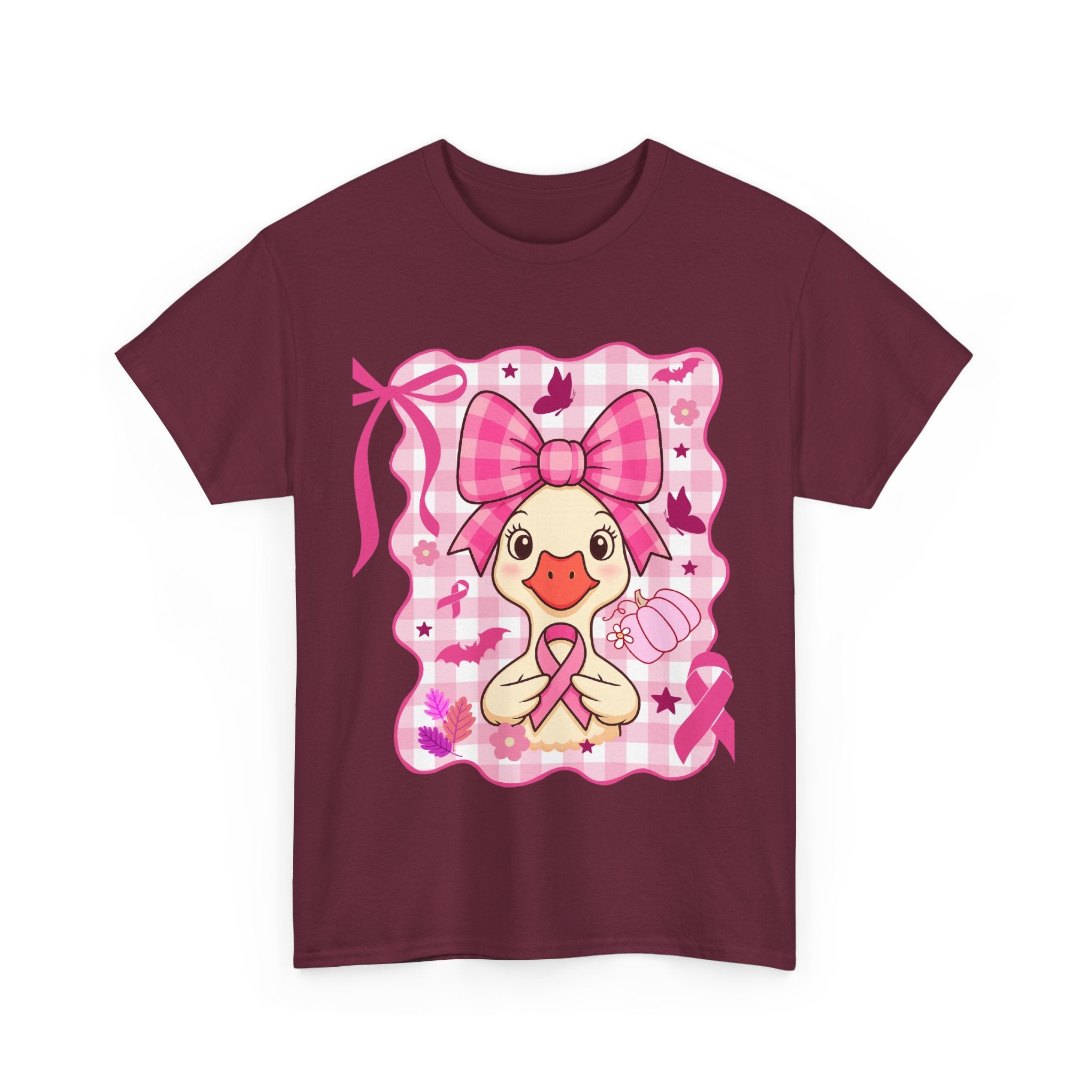 Cute Pink Ribbon Duck Tee, Breast Cancer Awareness Shirt, Funny Unisex Cotton T-Shirt, Gift for Her, Cute Animal Apparel