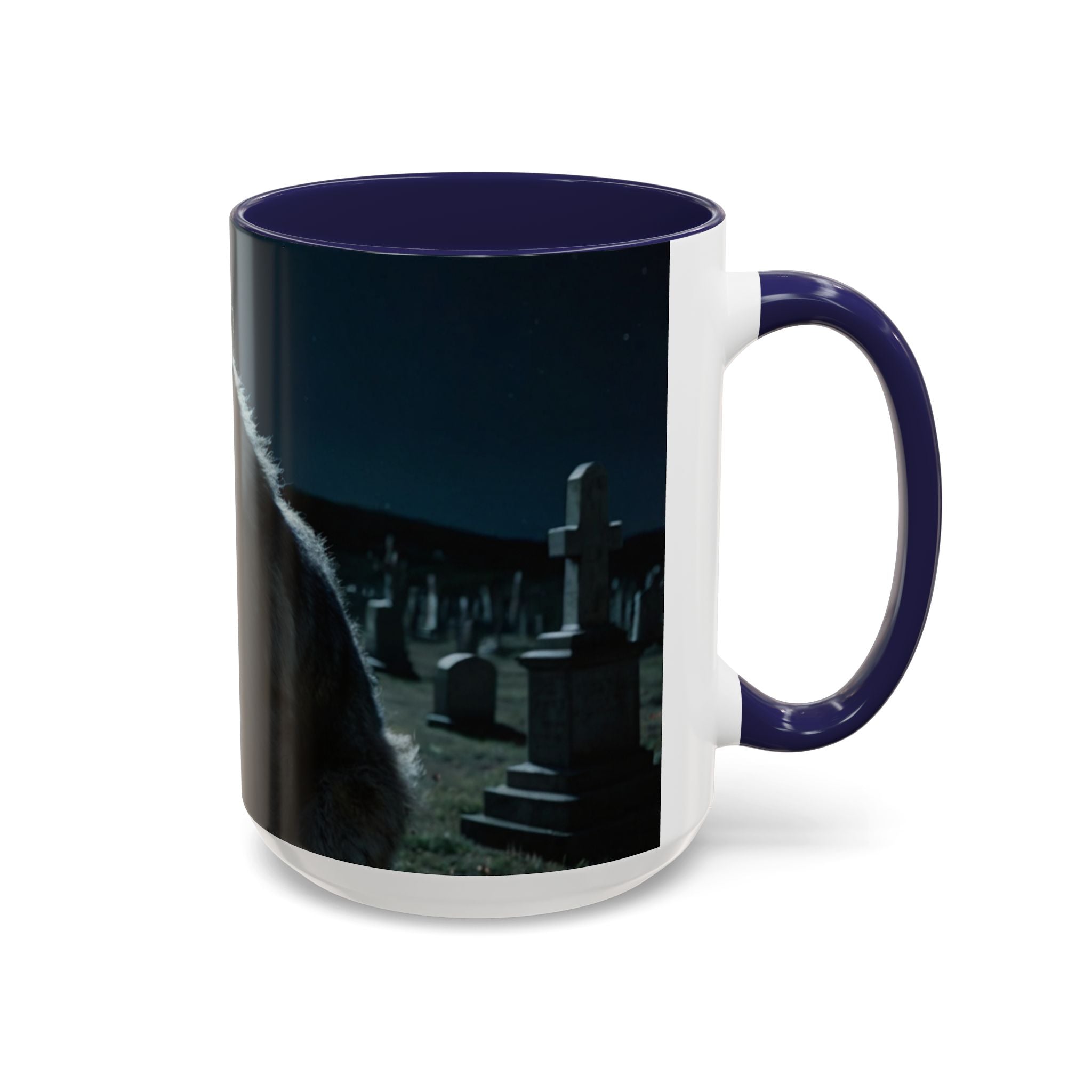 halloween werewolf in graveyard Howling Wolf Accent Coffee Mug - 11 & 15oz