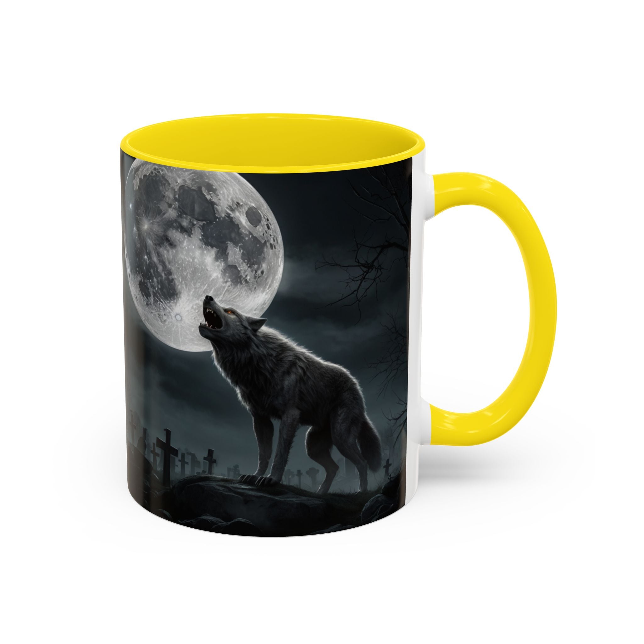 Howling Wolf Moon Coffee Mug – Gothic Graveyard Accent Mug (11/15oz) fantasy