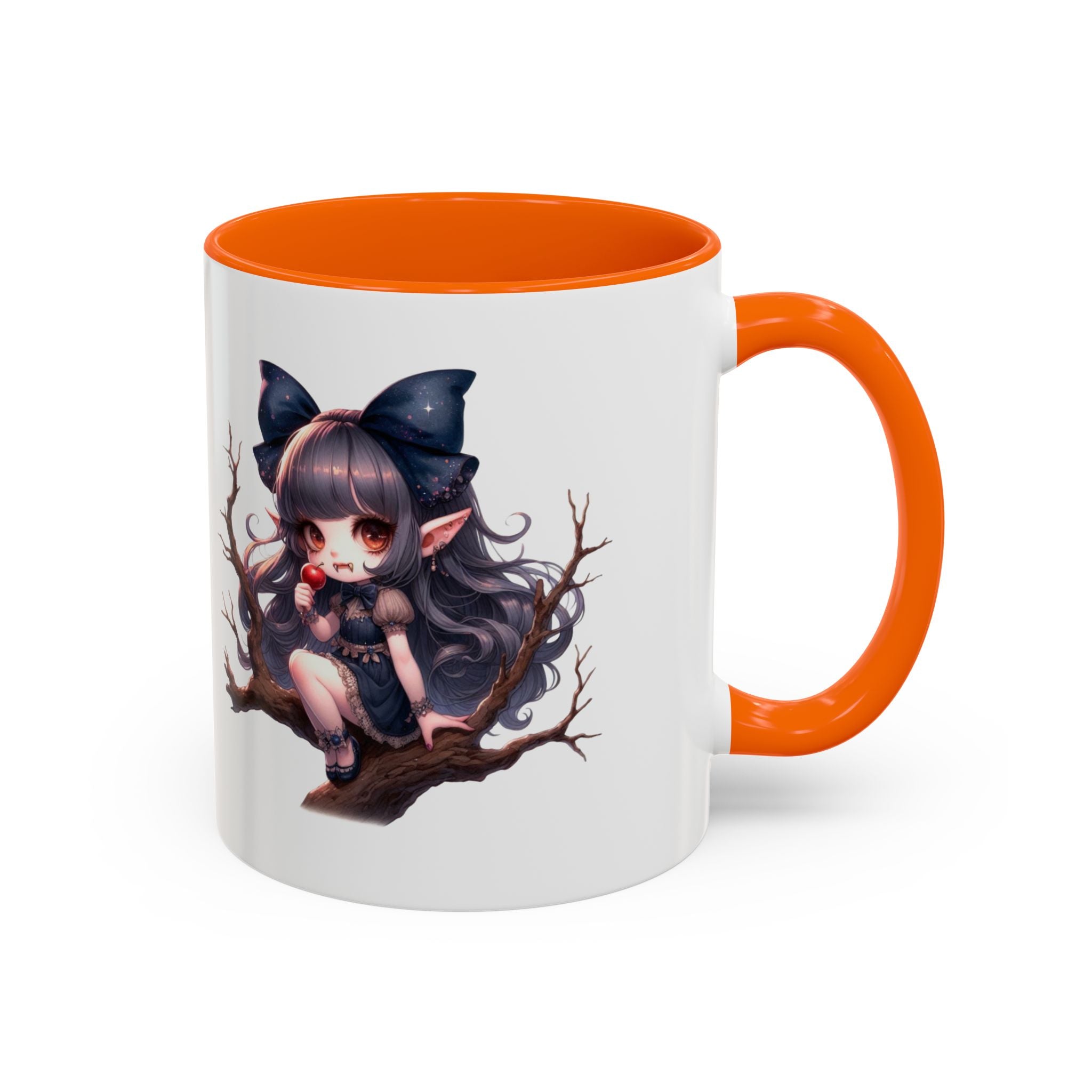 gothic vampire girl in tree horror art Accent Coffee Mug (11, 15oz) png16
