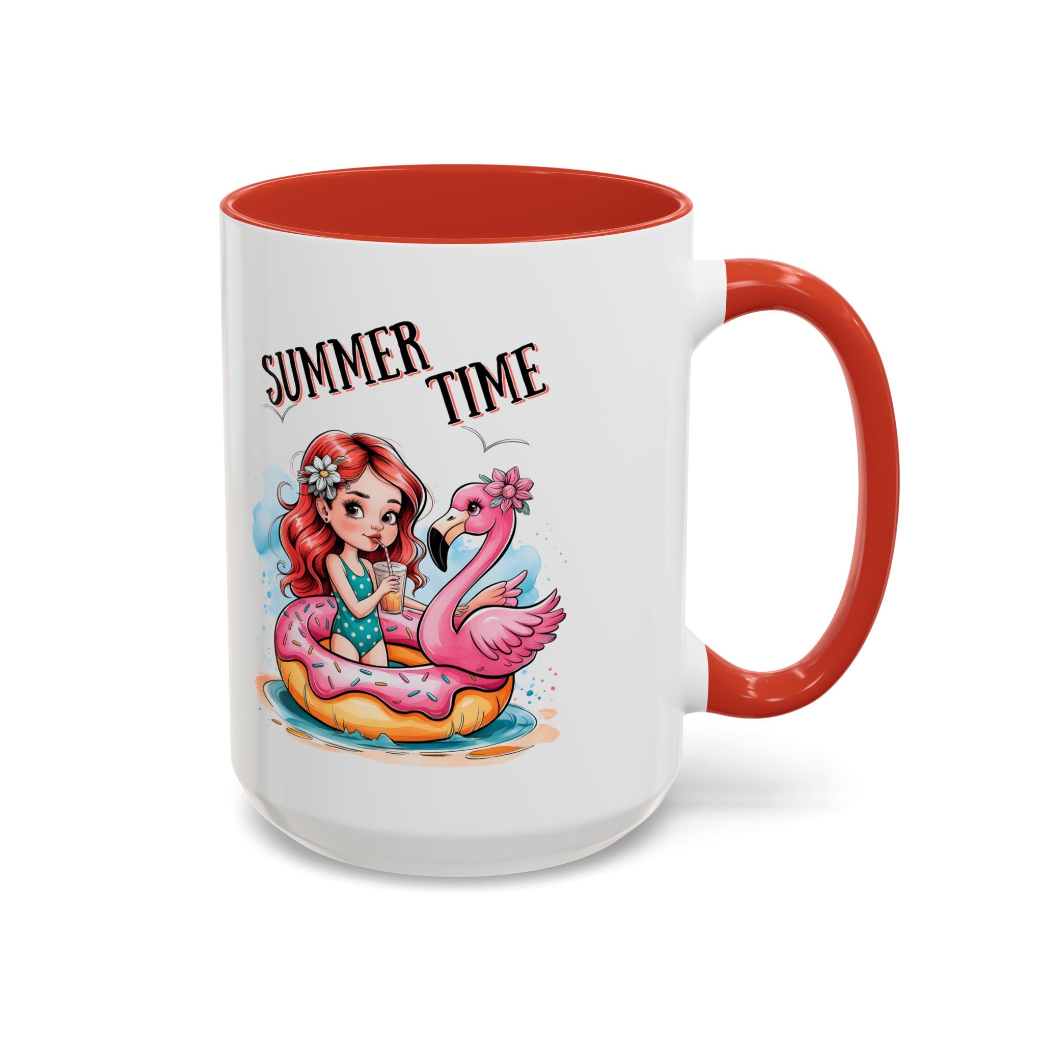 Summer Time Accent Coffee Mug - 11oz & 15oz funny cute girl floating