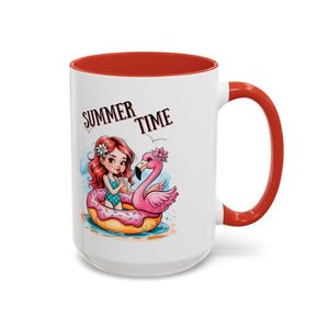 Summer Time Accent Coffee Mug - 11oz & 15oz funny cute girl floating
