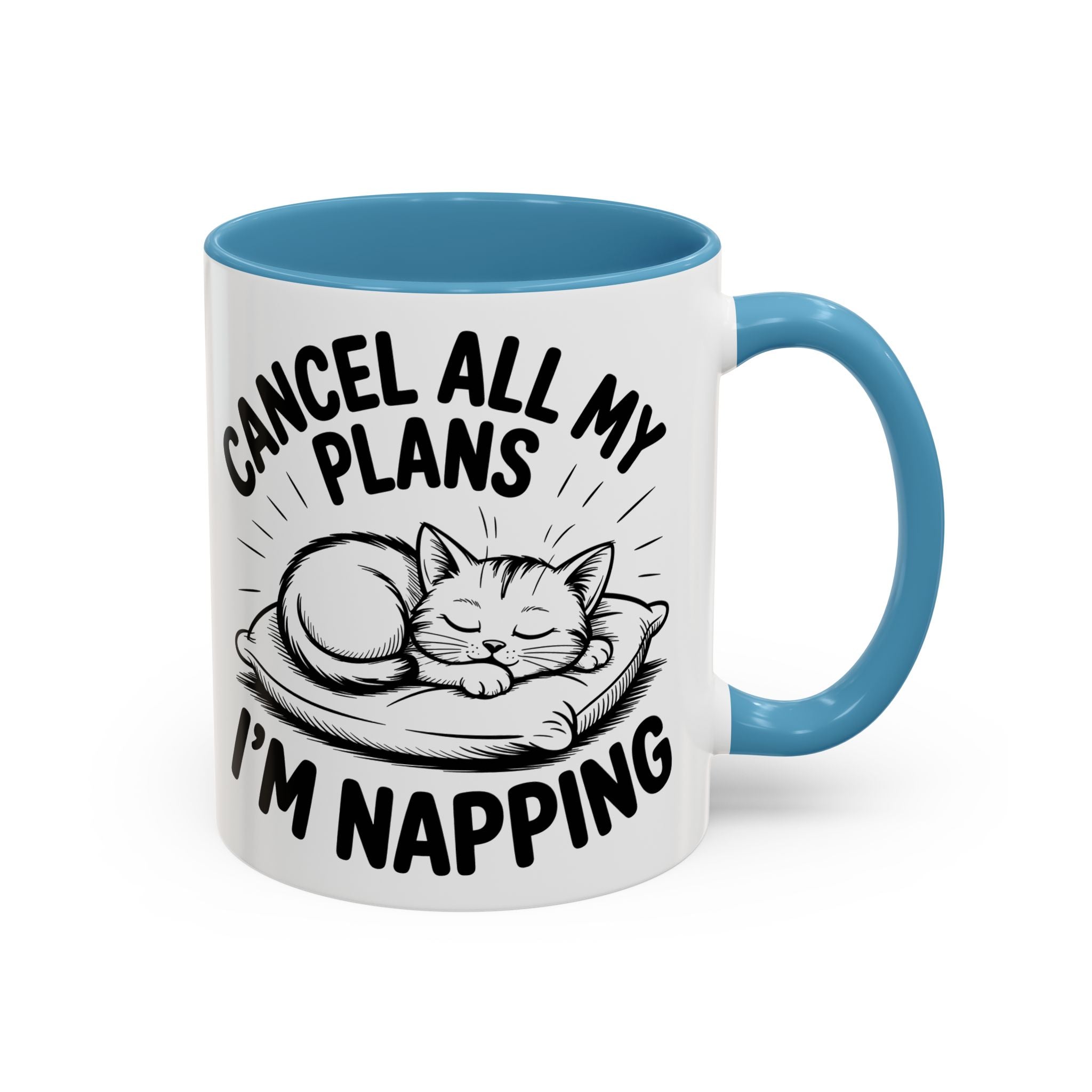 Accent Coffee Mug — "Cancel All My Plans I'm Napping" Cat Sleepy Coffee Mug