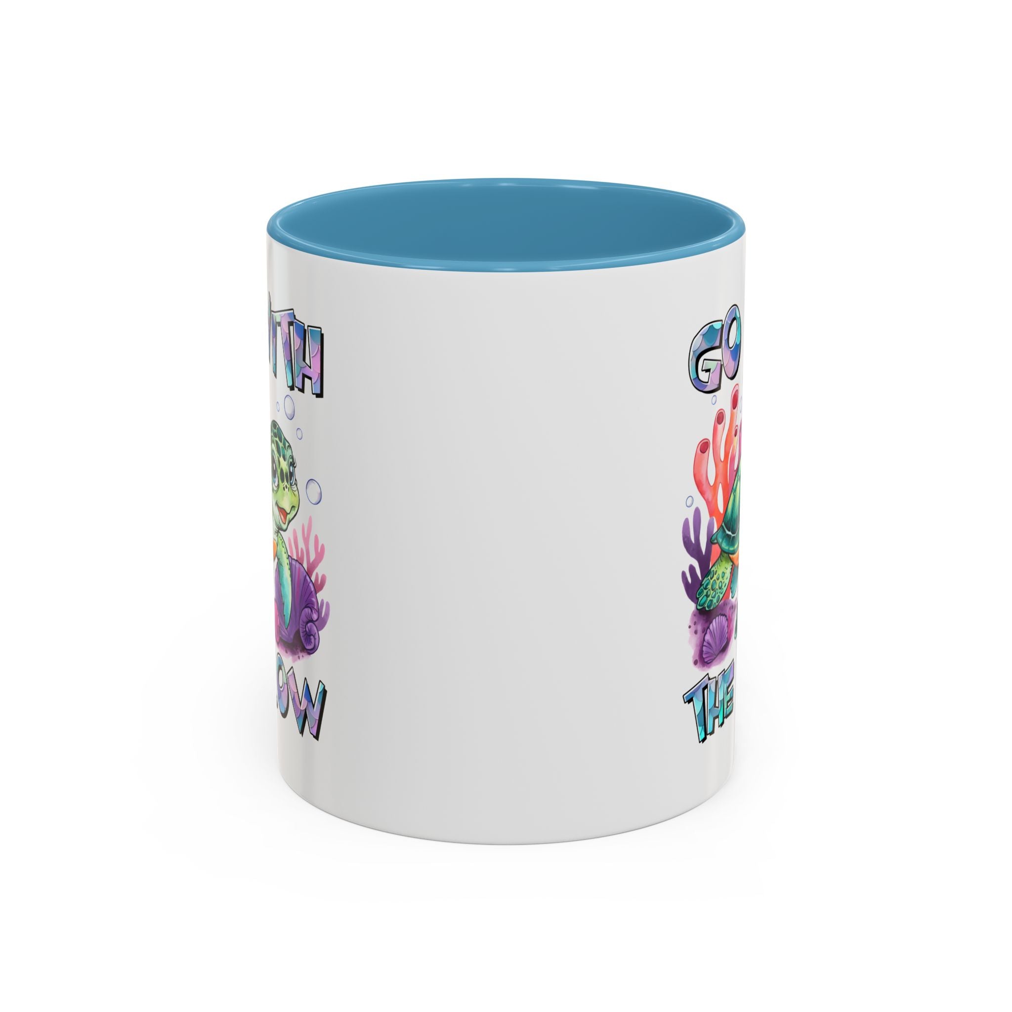 Ocean-Inspired Accent Coffee Mug - 'Go With The Flow' Design turtle