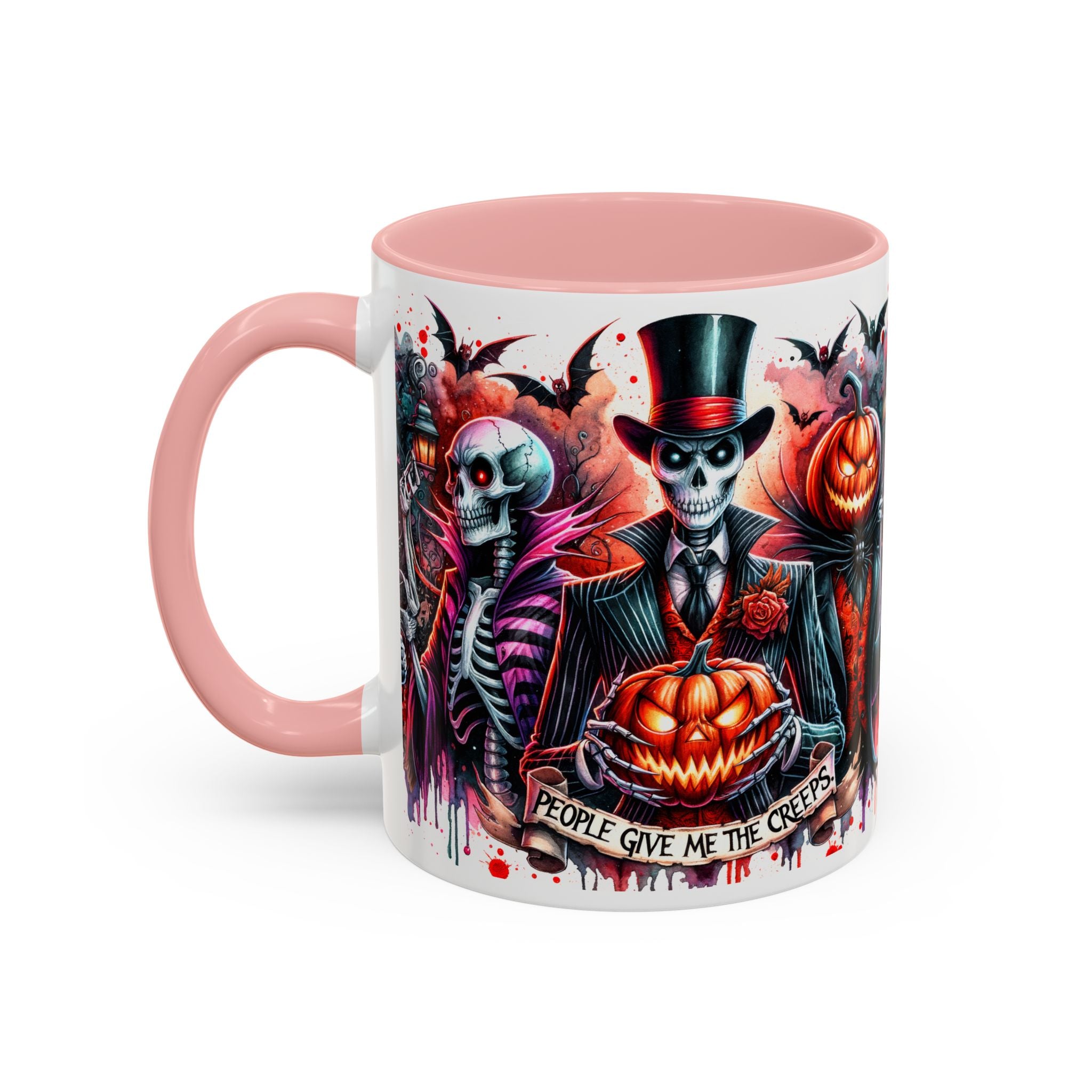 Halloween-themed Accent Coffee Mug, Spooky Skull Mug, Pumpkin Art Cup, Unique Gift for Halloween Lovers, October Decor