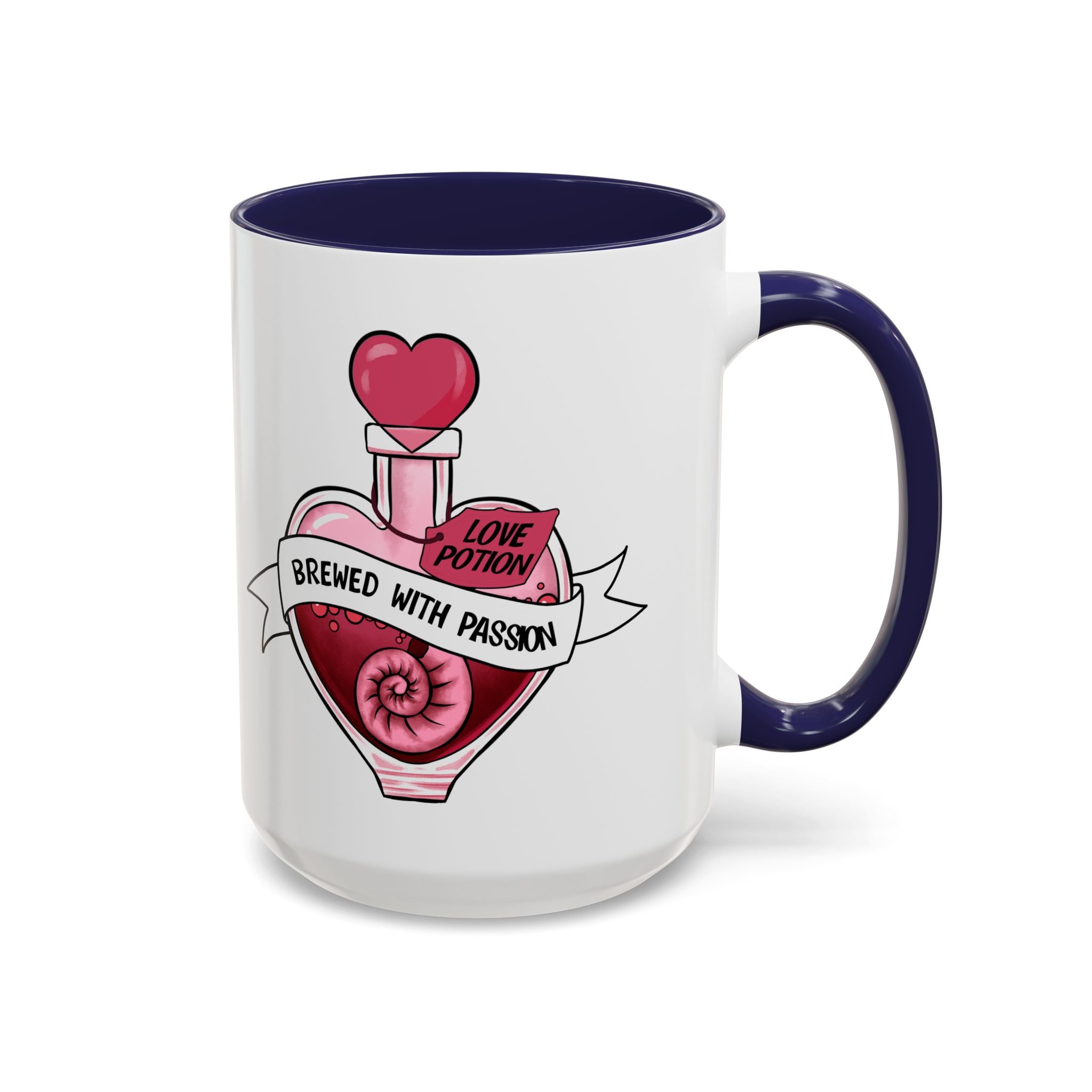 Coffee Mug - 'Brewed With Passion' Love Potion Accent Mug (11/15oz) anti valentine