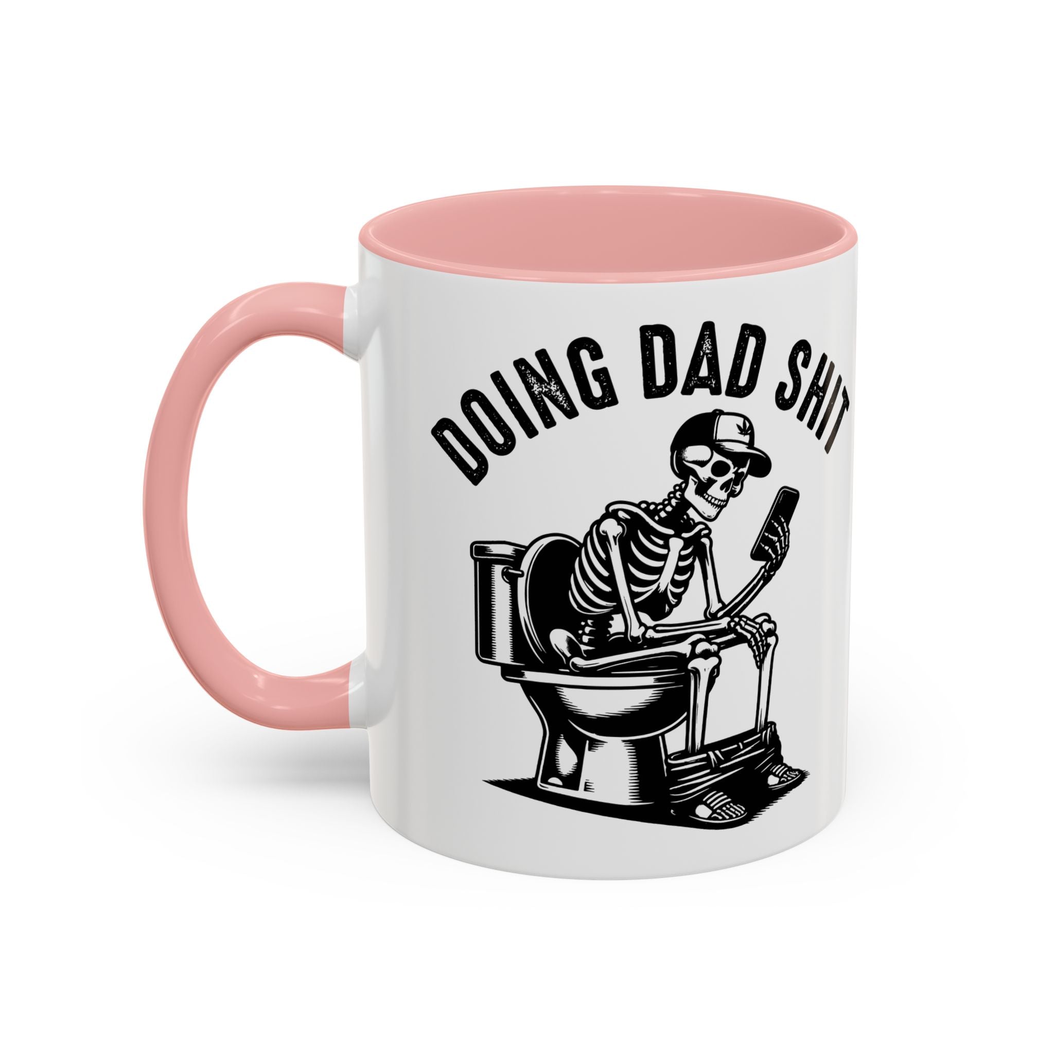 Doing Dad Shit Coffee Mug — Funny Skeleton Dad Toilet Humor Accent Mug