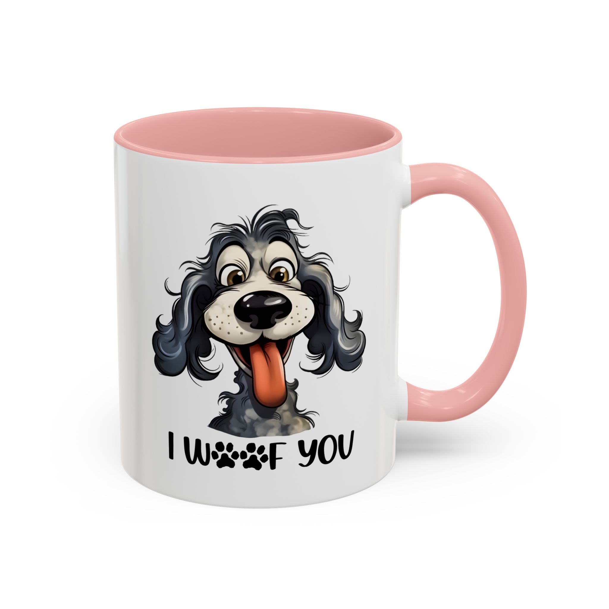 Dog Lover's Accent Coffee Mug - I Woof You, Pet Gift, Animal Lover Cup, Dog Mom Mug, Cute Dog Design, Fun Coffee Cup