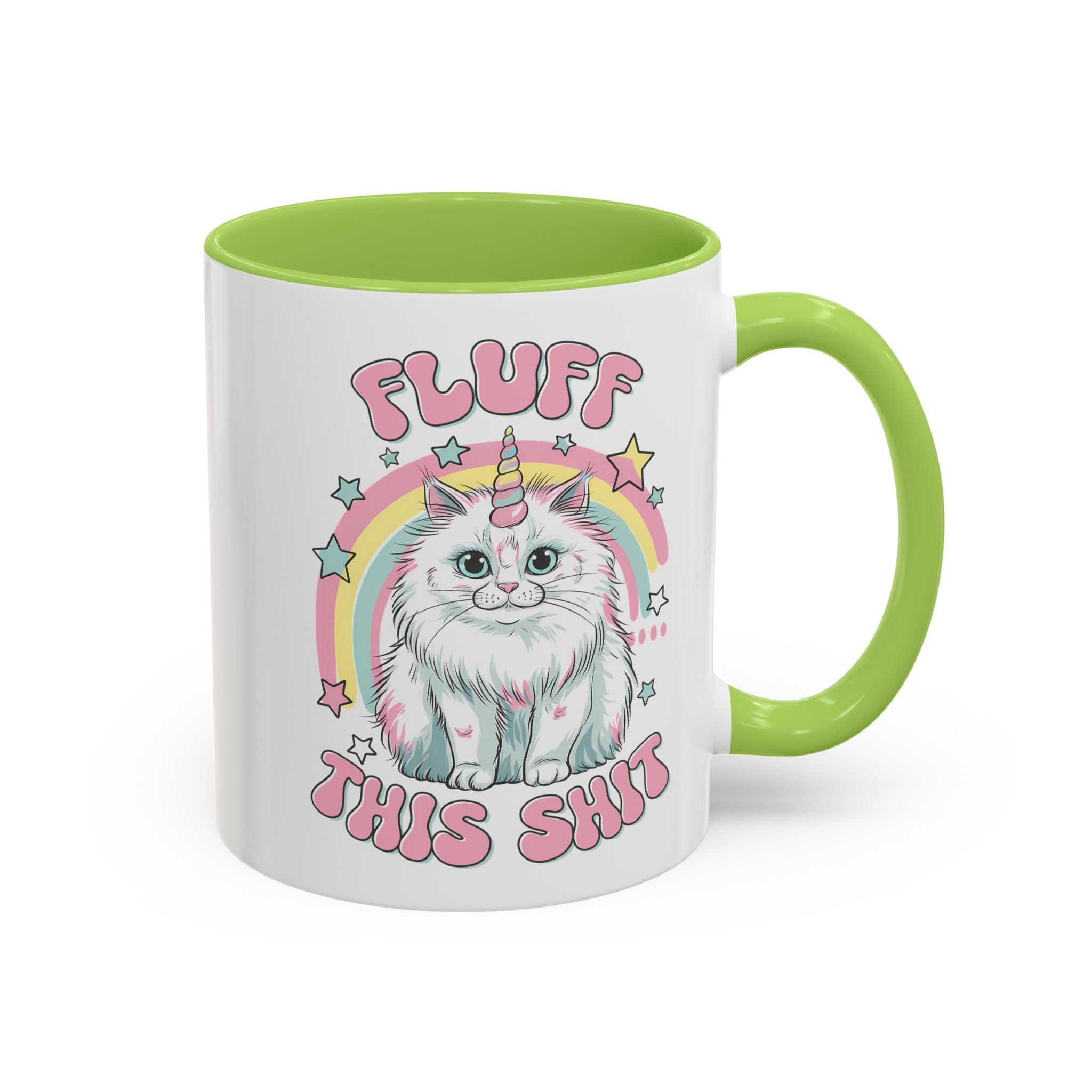 Whimsical Cat Coffee Mug - "Fluff This Shit" funny adult humor sarcasm