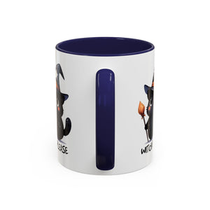 Cute Witch Cat Coffee Mug - Perfect for Halloween, Cat Lover Gift, Witch Please Design, Black Cat Mug, Cozy Drinkware