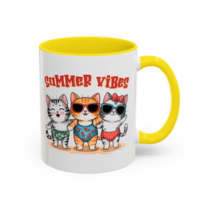 Summer Vibes Cat Coffee Mug - Fun Accent Mug for Cat Lovers
