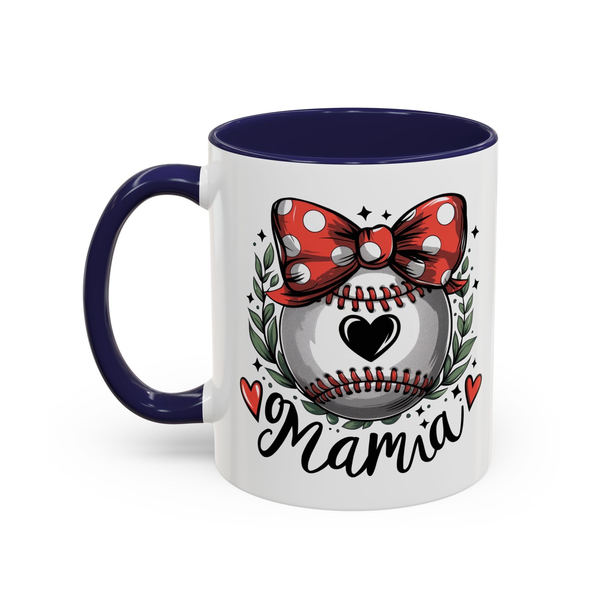 Mama's Accent Coffee Mug | Baseball & Heart Design | Gift for Mom, Mother's Day, Birthday, Coffee Lovers, Baseball Fans