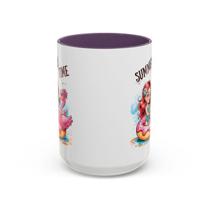 Summer Time Accent Coffee Mug - 11oz & 15oz funny cute girl floating