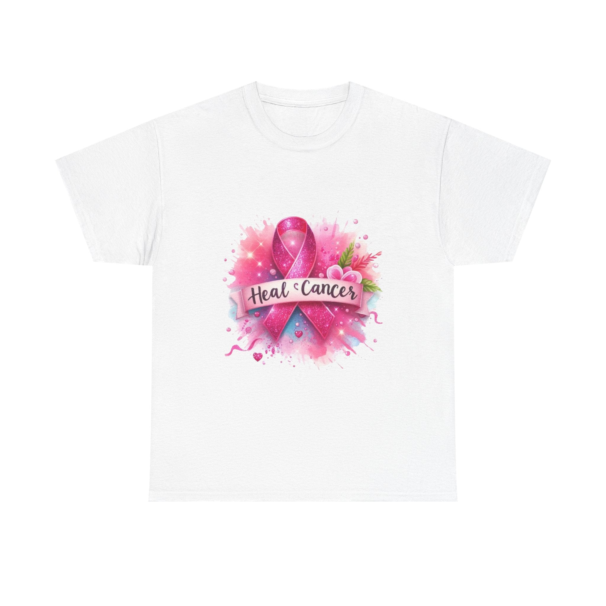 Breast Cancer Awareness Tee, Heal Cancer Cotton Shirt, Unisex Supportive T-Shirt, Gift for Survivor, Pink Ribbon Shirt