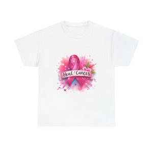 Breast Cancer Awareness Tee, Heal Cancer Cotton Shirt, Unisex Supportive T-Shirt, Gift for Survivor, Pink Ribbon Shirt
