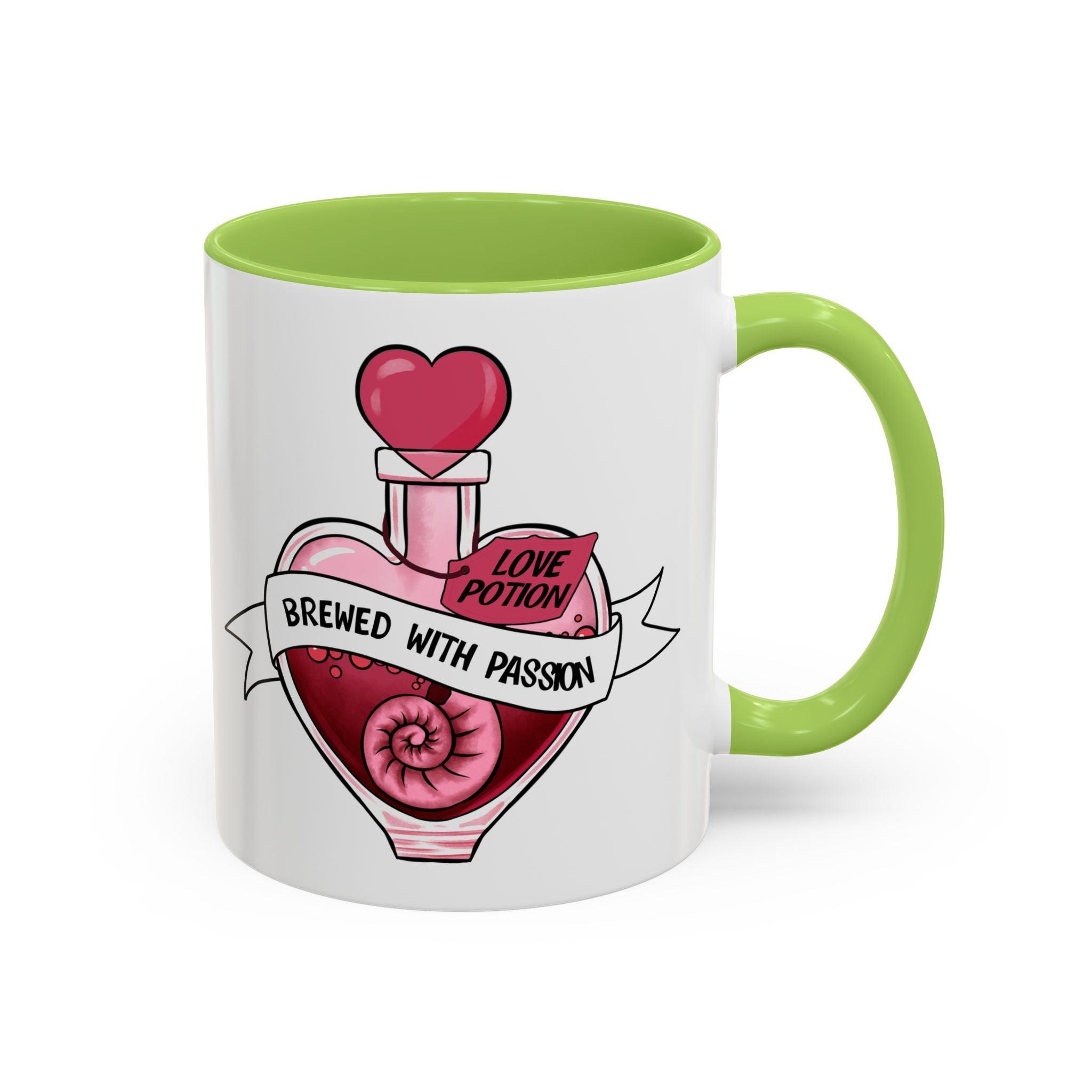 Coffee Mug - 'Brewed With Passion' Love Potion Accent Mug (11/15oz) anti valentine
