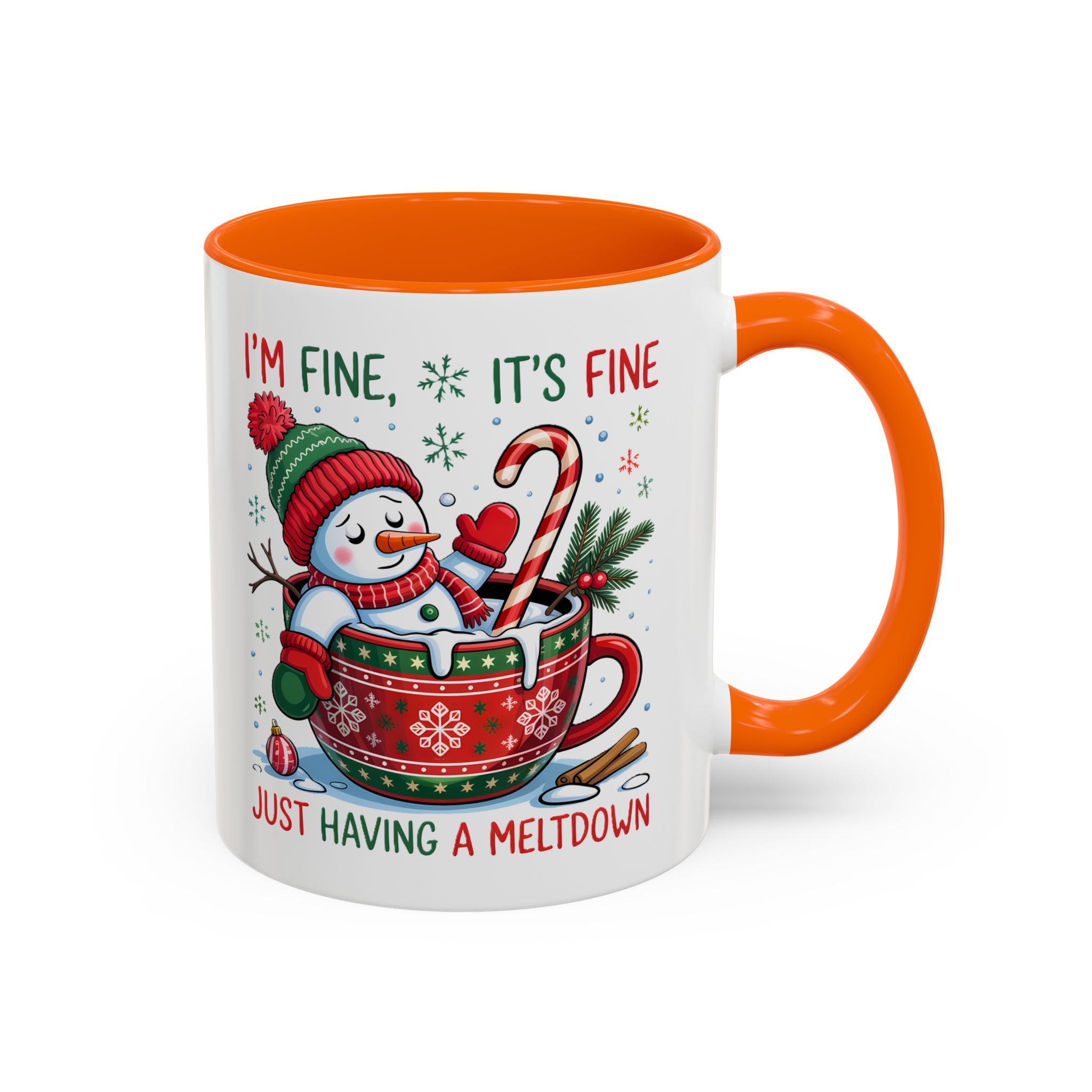 Festive Holiday Coffee Mug - "I'm Fine, It's Fine" Snowman Design sarcasm humor funny