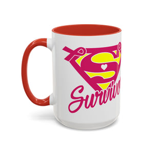 Survivor Mug 11oz & 15oz | Cancer Awareness, Motivational Gift, Empowerment, Superhero Theme, Unique Coffee Cup