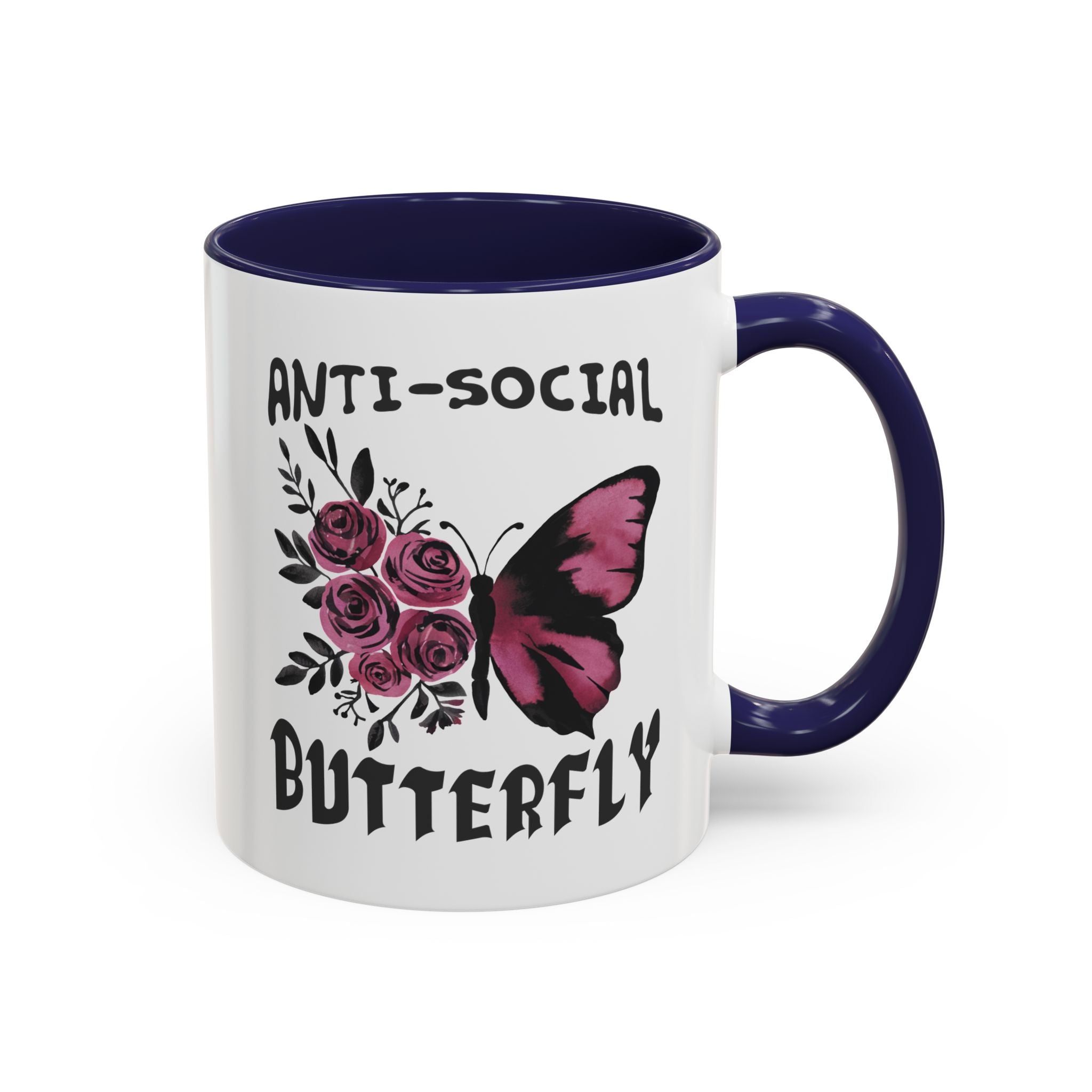 Anti-Social Butterfly Coffee Mug - Floral & Butterfly Design