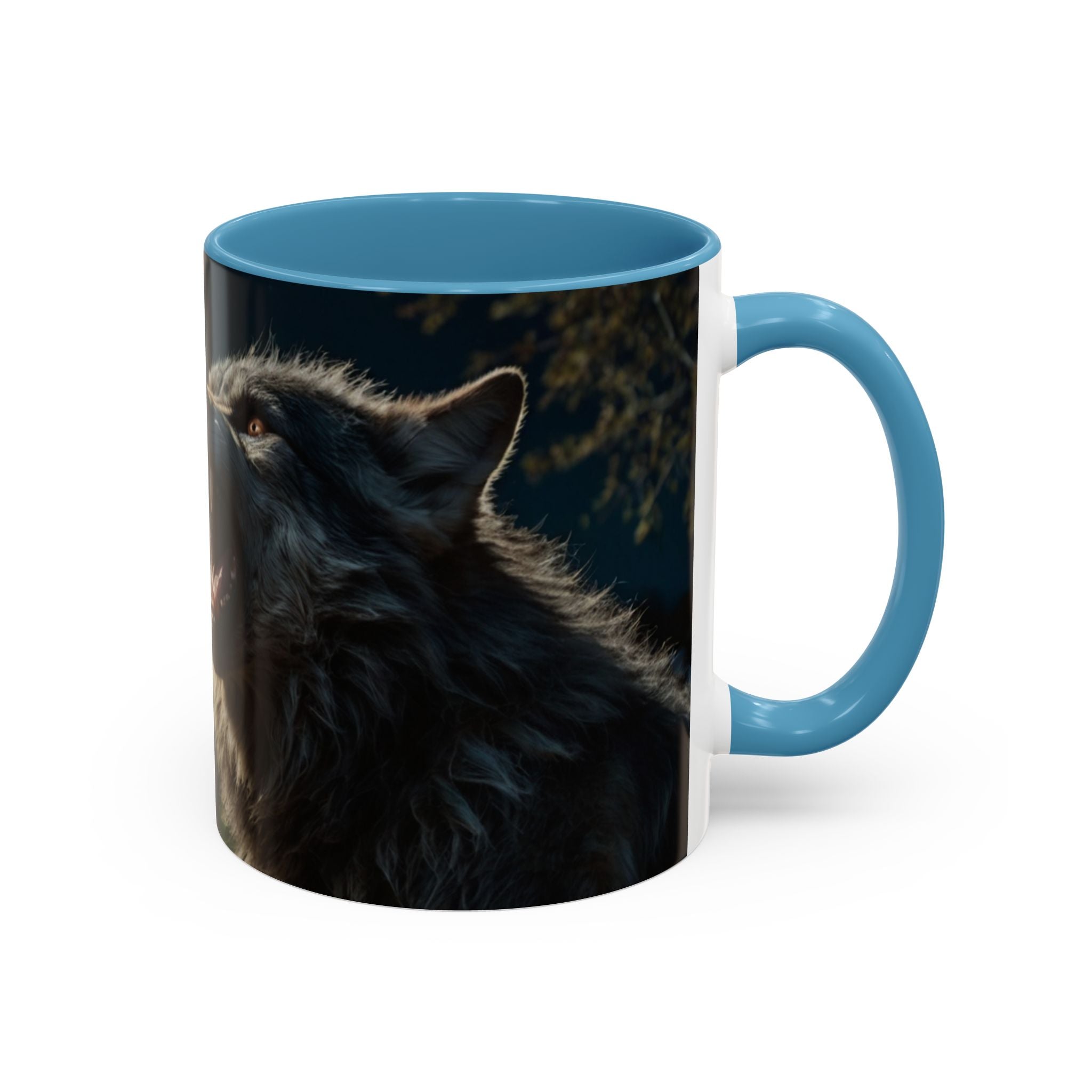 werewolf Howling Wolf Accent Coffee Mug – Gothic Cemetery Night Design (11/15oz) fantasy horror
