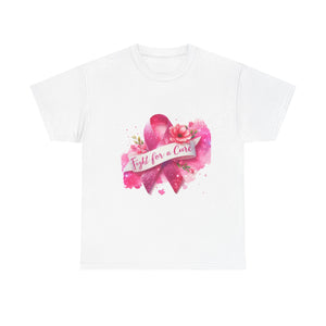 Fight for a Cure Unisex Heavy Cotton Tee | Breast Cancer Awareness Shirt, Support Tee, Gift for Her, Charity Fundraiser Tee, Pink Ribbon Tee