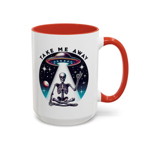 Galactic Skeleton Coffee Mug, Take Me Away Mug, Space-Themed Mug, Unique Gift for alien Lovers, Sci-Fi Cafe Mug