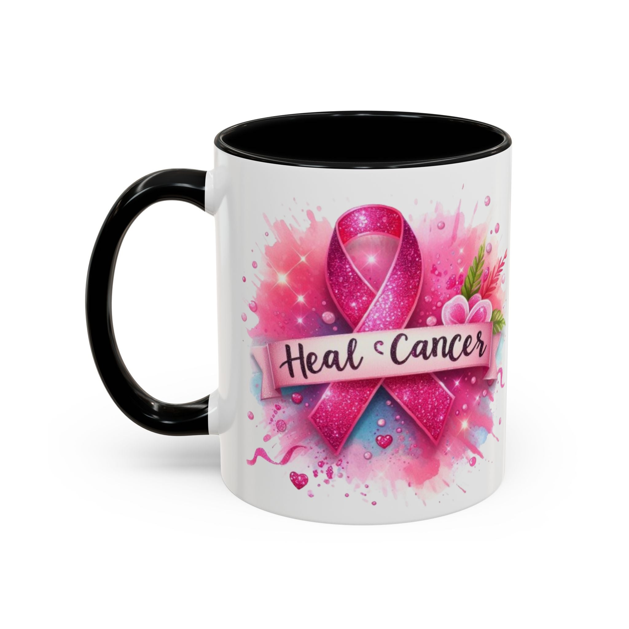 Pink Ribbon Healing Coffee Mug | Support Cancer Awareness | Inspirational Gift | Breast Cancer Support | 11oz & 15oz Options