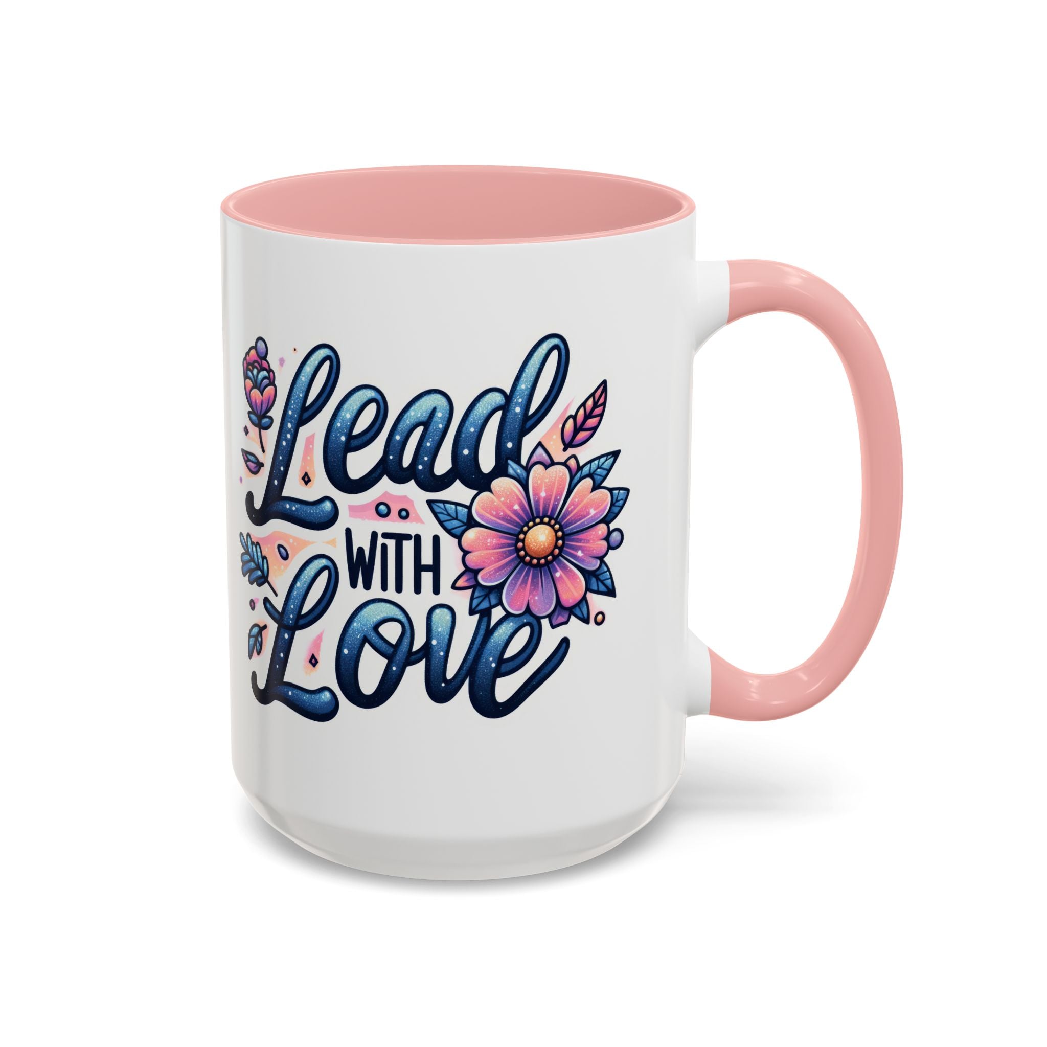 Lead With Love Accent Coffee Mug — Floral Inspirational 11/15oz