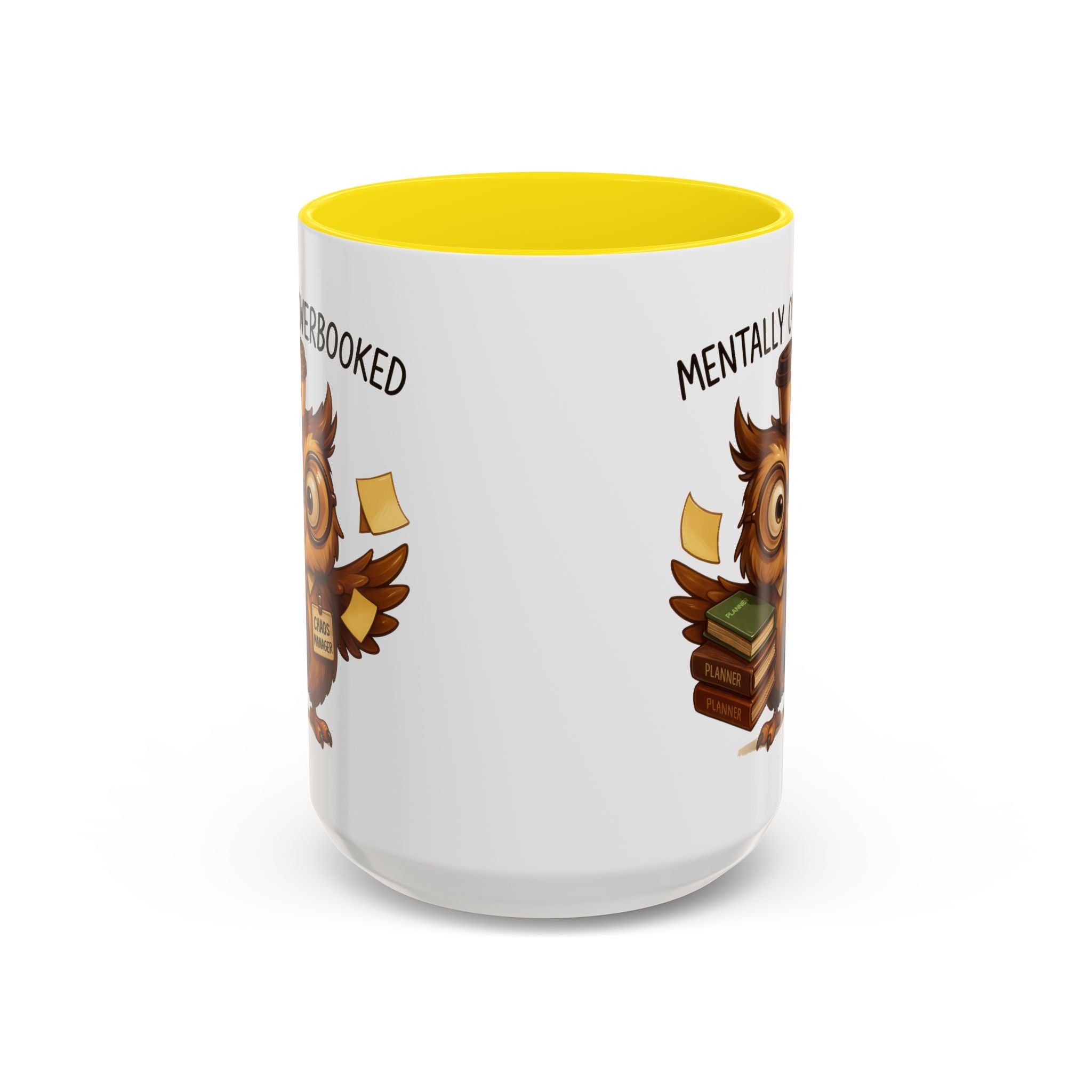 Cute Owl Coffee Mug | Mentally Overbooked Mug | Gifts for Book Lovers, Teacher Gifts, Office Decor, Funny Coffee Cup