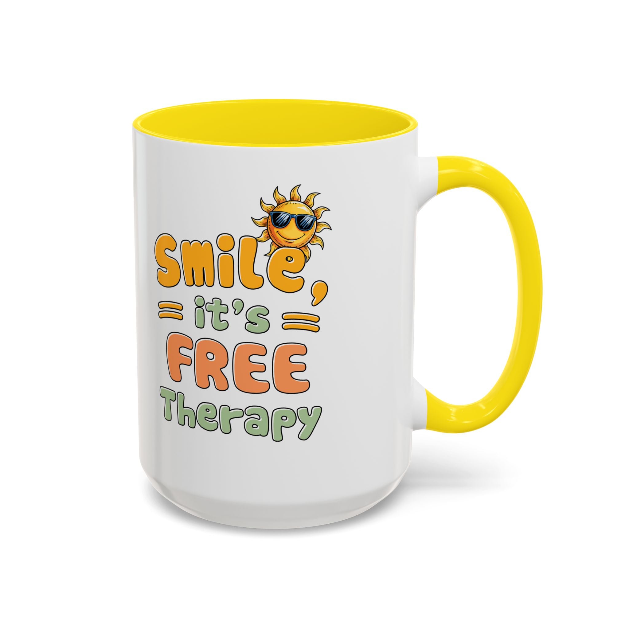Smile It's Free Therapy Coffee Mug - Fun & Cheerful Accent Mugs for Brightening Your Day