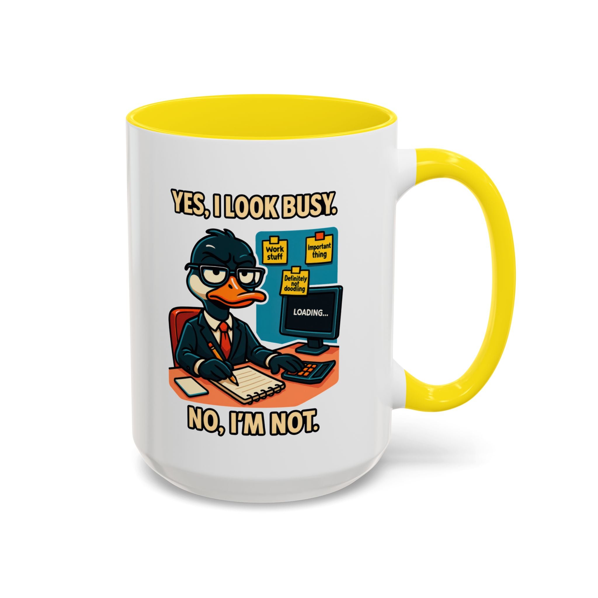 Busy Duck Coffee Mug, Humorous Office Mug, Cute Animal Mug Gift, Quirky Work Mug, Funny Gift for Coworkers