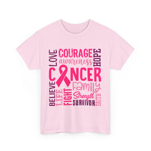 Cancer Awareness Unisex Tee, Support Cancer Fighters, Fight Against Cancer, Gift for Survivors, Hope & Love T-Shirt