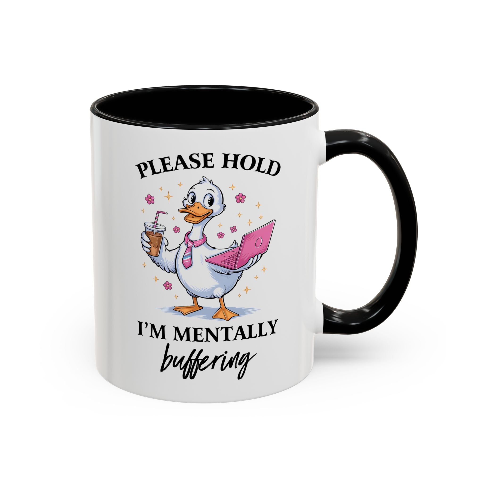 Funny Mental Health Coffee Mug - Please Hold I'm Mentally Buffering