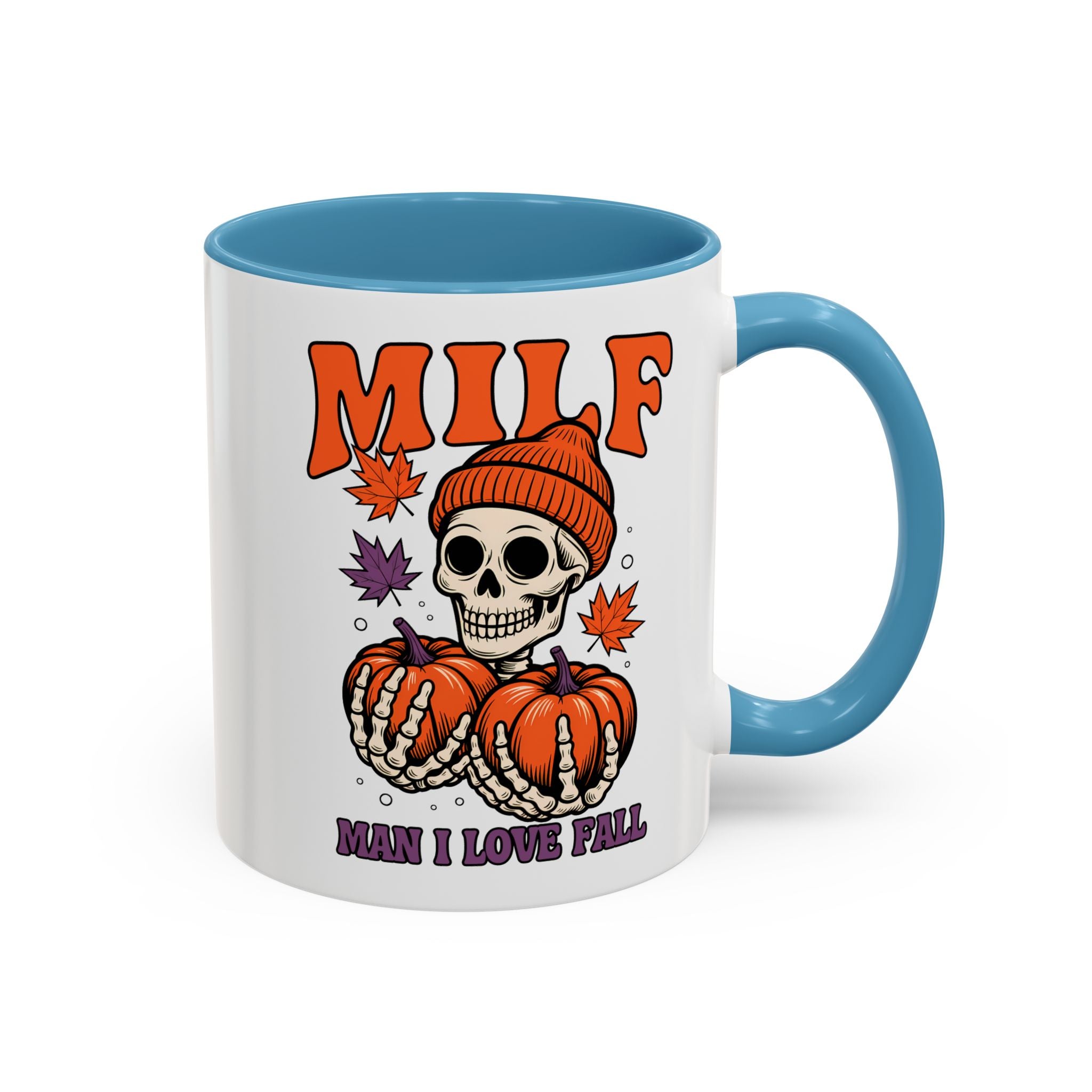 Halloween Pumpkin Skull Coffee Mug – "MILF: Man I Love Fall" funny adult humor sexy time joke