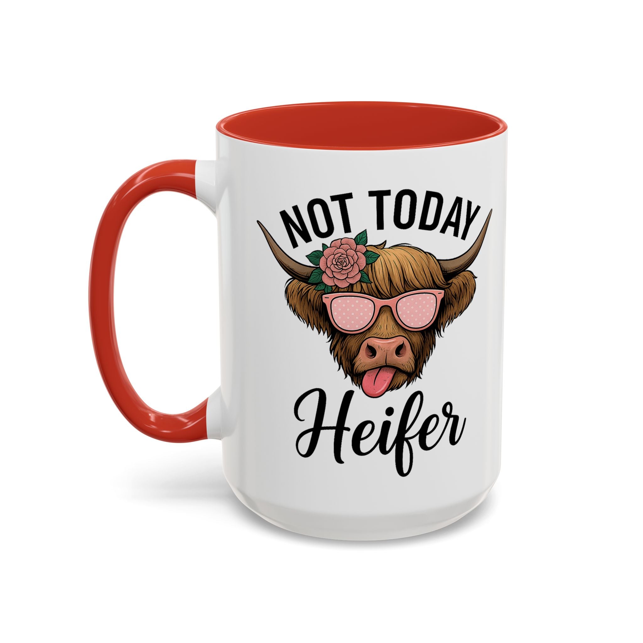 Not Today Heifer Coffee Mug — Funny Cow Mug with Sunglasses (11/15oz)