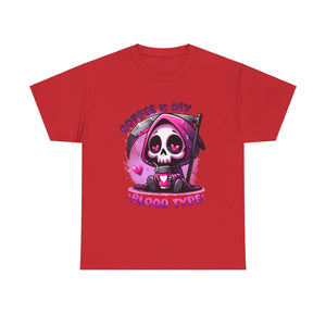 grim reaper coffee is my blood type Unisex Heavy Cotton Tee by the x m world