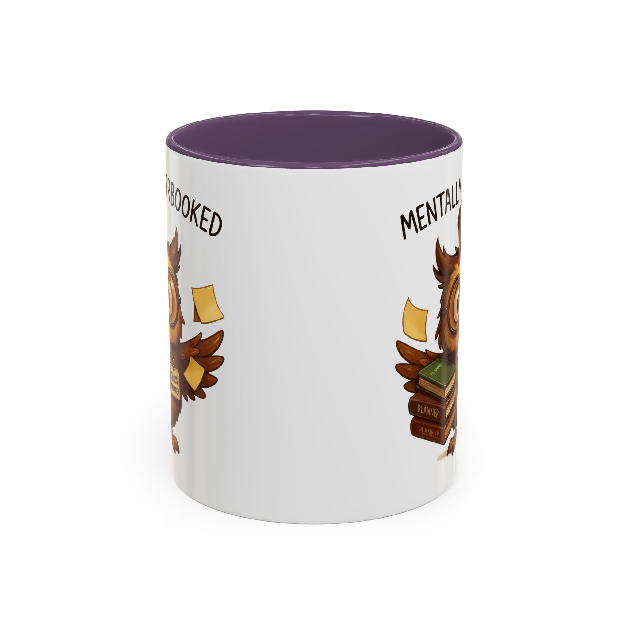 Cute Owl Coffee Mug | Mentally Overbooked Mug | Gifts for Book Lovers, Teacher Gifts, Office Decor, Funny Coffee Cup