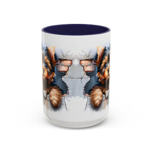 Cute Dog Peeking Coffee Mug, Pet Lover Gift, Yorkshire Terrier Mug, Animal Lover Coffee Cup, Dog-Themed Drinkware, Doggie Mug