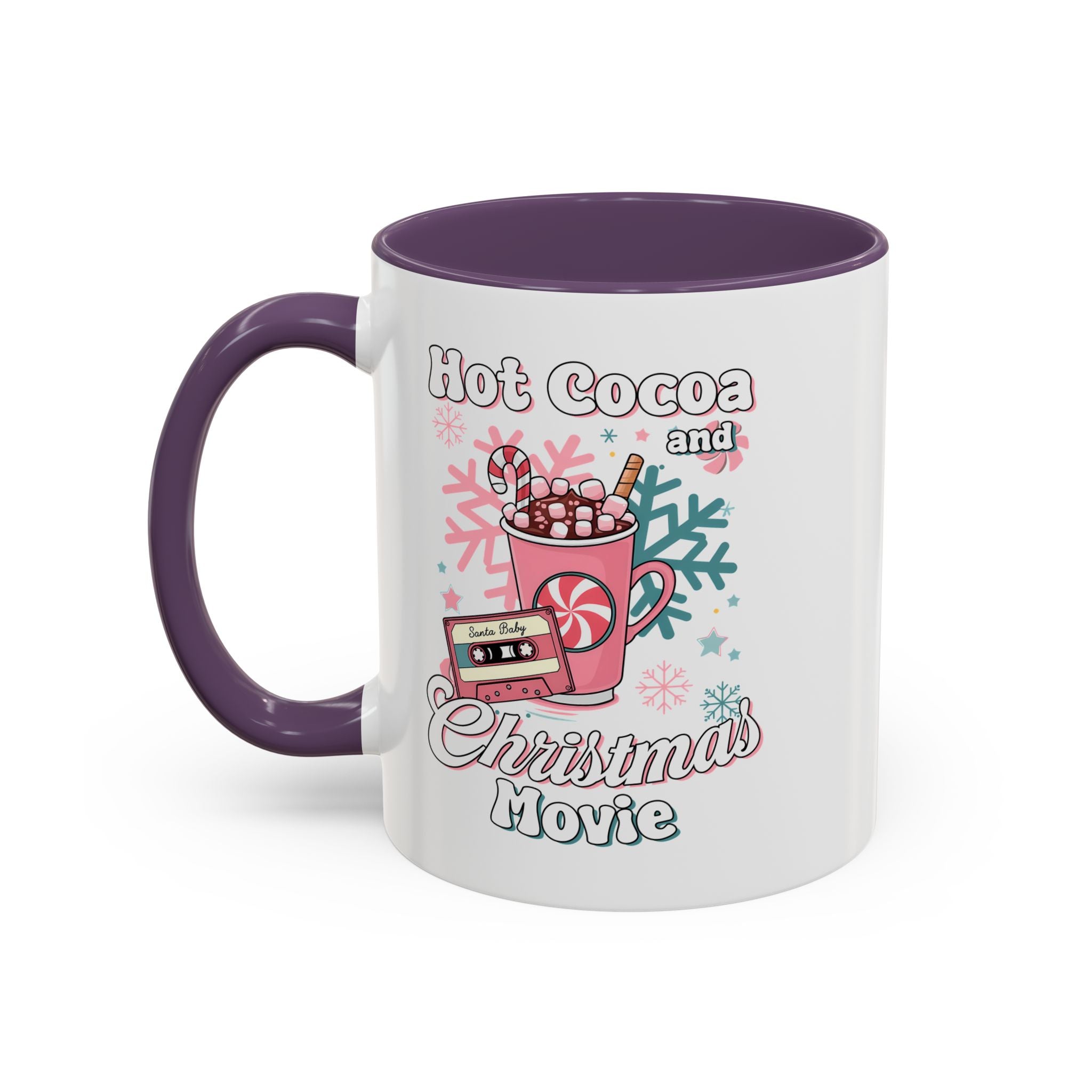 Hot Cocoa & Christmas Movie Mug, Cozy Holiday Cup, Winter Gift, Festive Beverage Container, Cute Coffee Mug