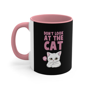 funny don't look at the cat Accent Coffee Mug, 11oz animal lovers gift