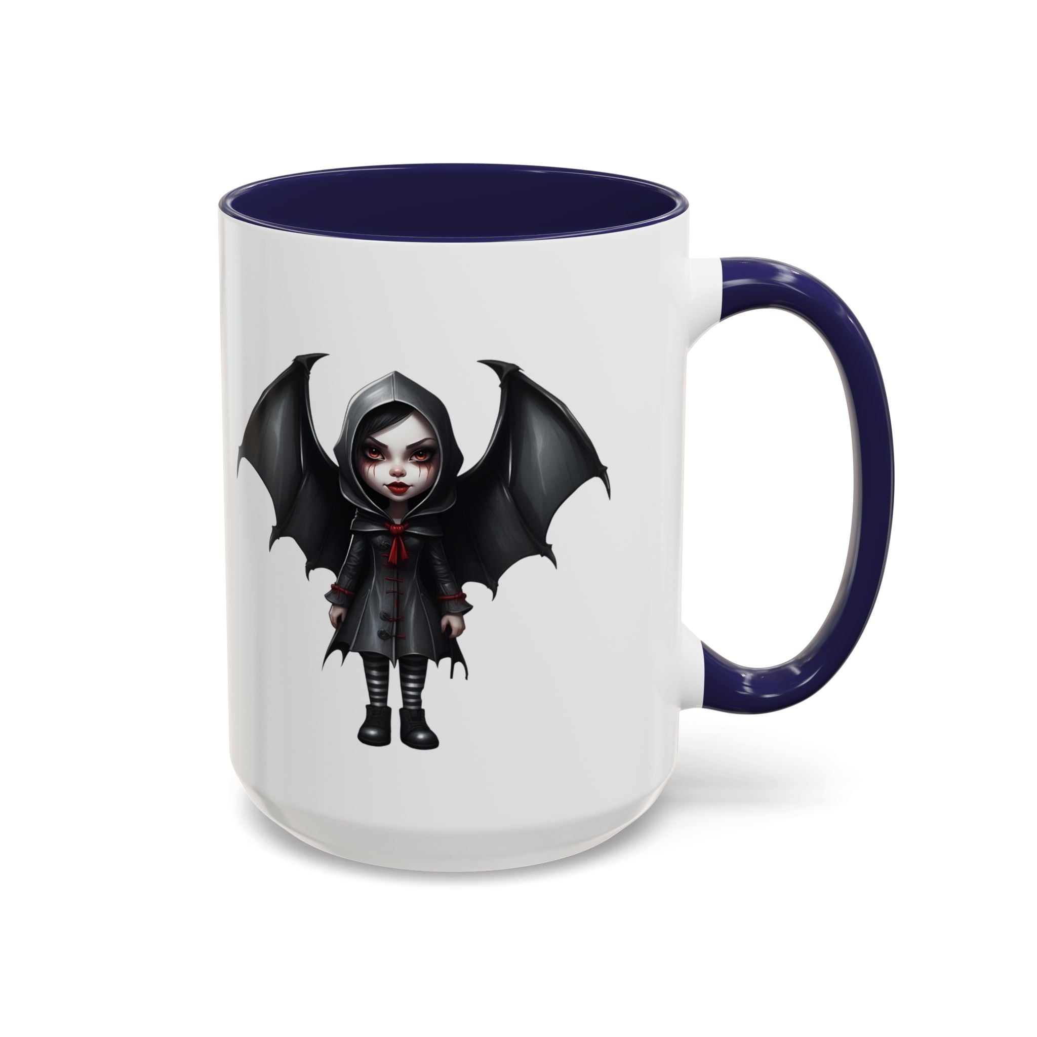 gothic vampire girl with wings horror art Accent Coffee Mug (11, 15oz) vamp14