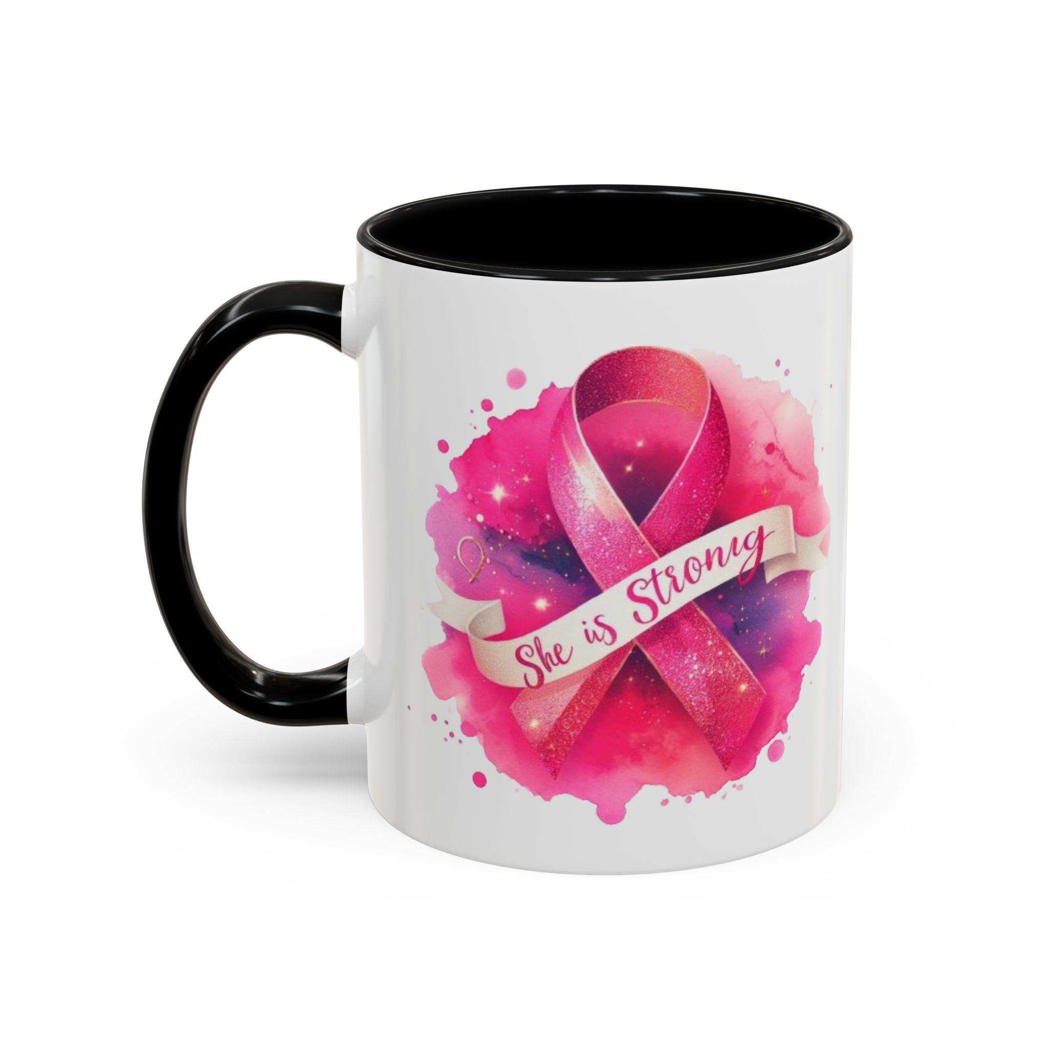 Empowering Pink Ribbon Coffee Mug | She is Strong | Gift for Cancer Awareness, Inspirational Drinkware, Office Mug, Motivational [...]