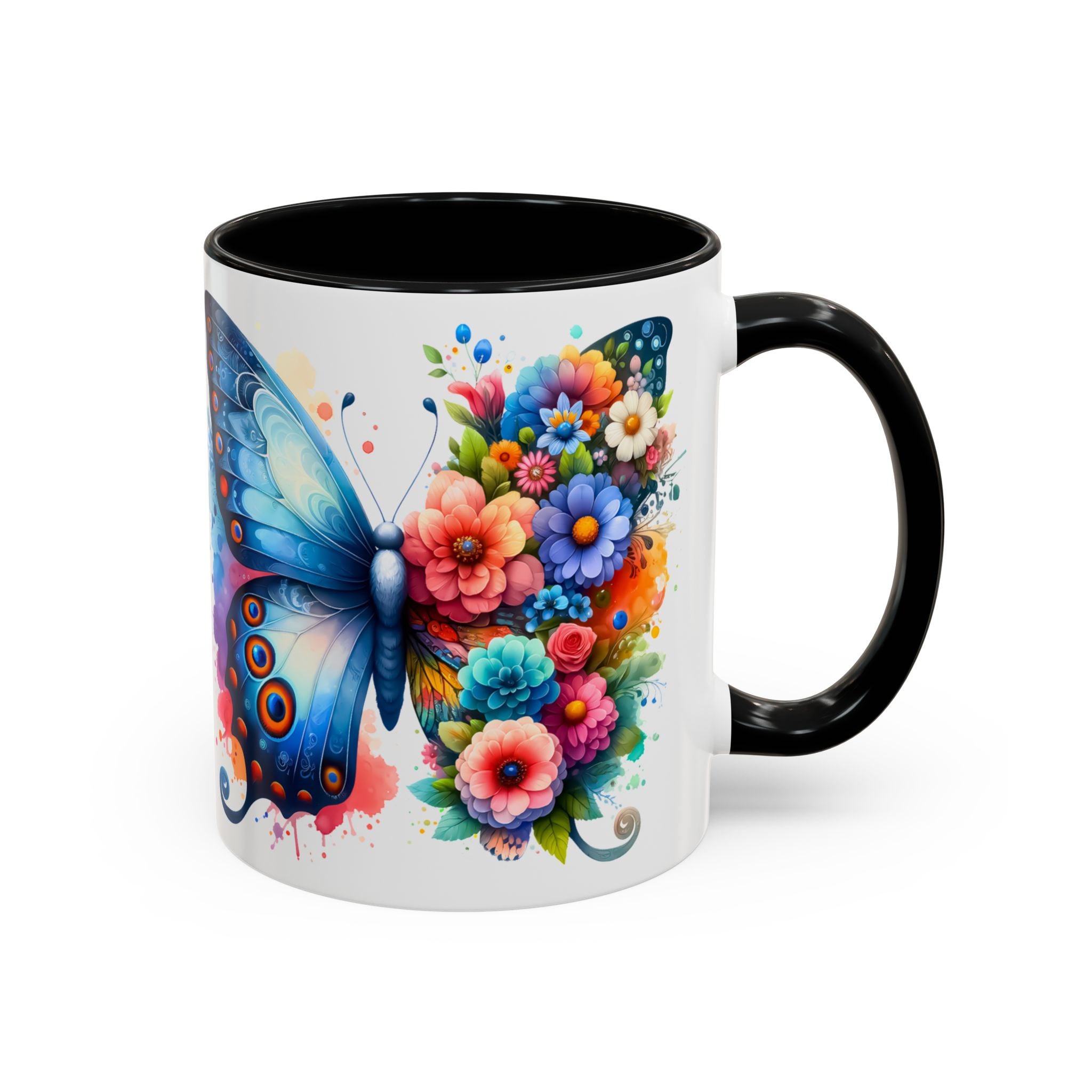 Colorful Floral Butterfly Accent Coffee Mug – Vibrant Artistic 11/15oz nature lover
