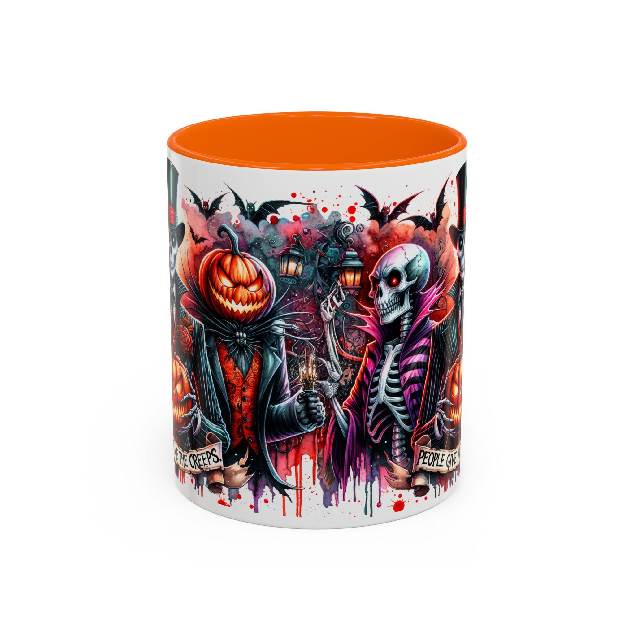 Halloween-themed Accent Coffee Mug, Spooky Skull Mug, Pumpkin Art Cup, Unique Gift for Halloween Lovers, October Decor